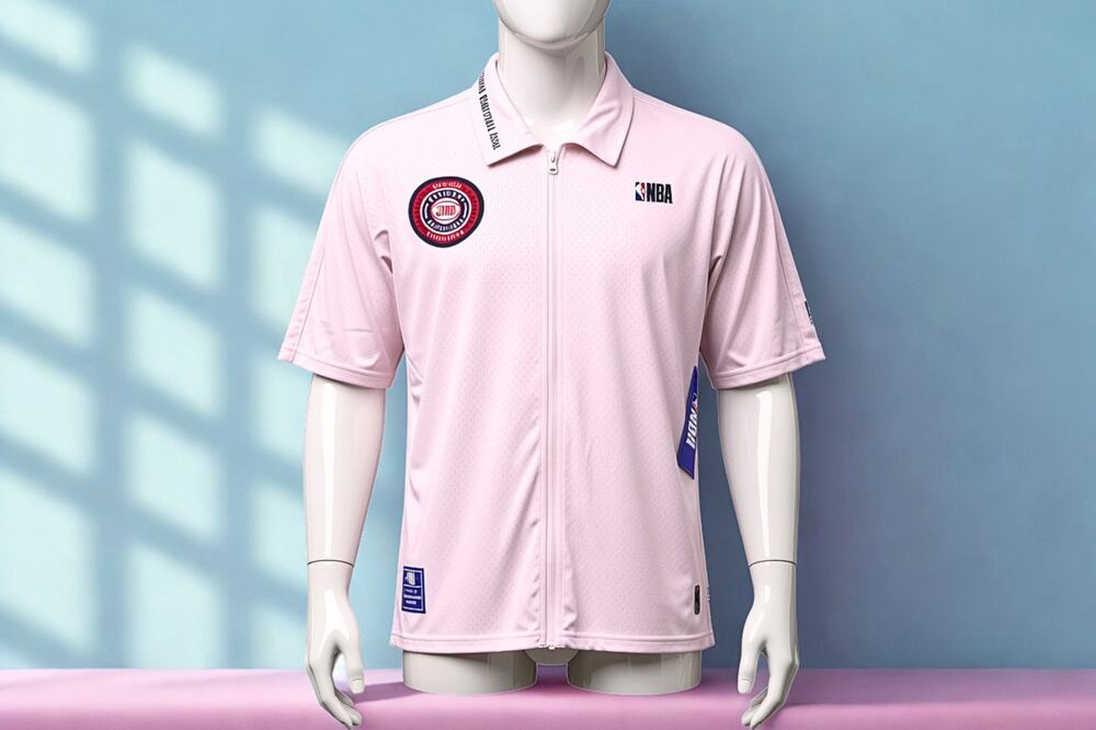 NWT NBA Lay Up Zip Up Polo Shirt Mens Large Cream Short Sleeve MSRP $40